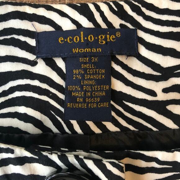e.col.o.g.ie Zebra Print Button Down Blazer Jacket Coat Size 3X - Picture 6 of 7